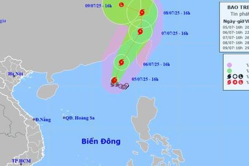 Bão số 2 giật cấp 12 di chuyển chậm theo hướng Bắc Đông Bắc