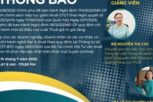 VTCA sẽ mở lớp cập nhật kiến thức thuế trực tuyến tháng 7