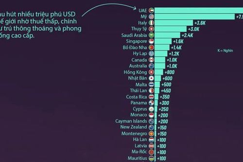 Dòng chảy triệu phú USD toàn cầu năm 2025