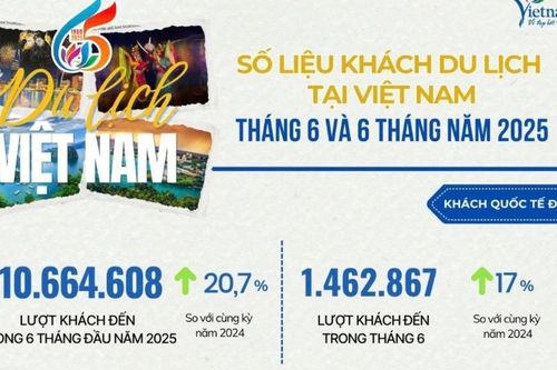 Gần 11 triệu khách quốc tế du lịch Việt Nam trong 6 tháng đầu năm 2025