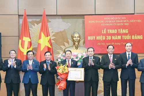 Chủ tịch Quốc hội Trần Thanh Mẫn dự Lễ trao tặng Huy hiệu 30 năm tuổi Đảng