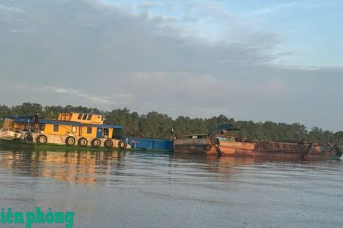 Tạm giữ 5 phương tiện thủy nội địa vận chuyển cát không có nguồn gốc hợp pháp