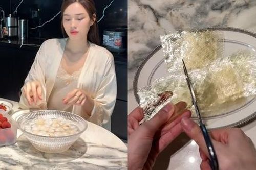 Hoa hậu Đỗ Hà chăm nấu nướng ra dáng 'dâu hào môn', bắt trend giới trẻ với món khúc bạch vải