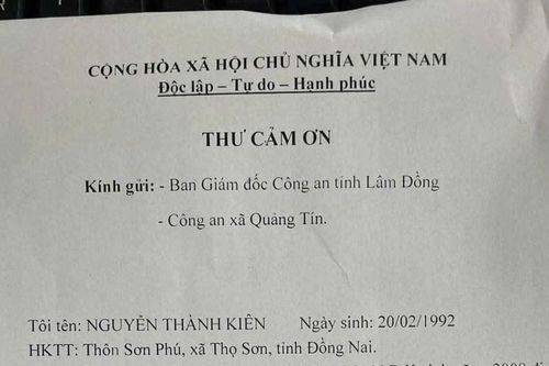 Người dân gửi thư cảm ơn Công an tỉnh Lâm Đồng