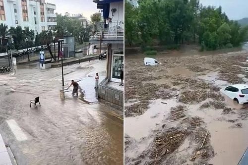 Cảnh đường phố biến thành sông ở Tây Ban Nha vì mưa lũ