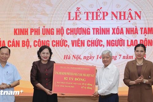 MTTQ tiếp nhận 82 tỷ đồng từ người lao động ngành Ngân hàng để xóa nhà tạm, nhà dột nát
