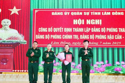 Đảng ủy Quân sự tỉnh công bố thành lập 3 đảng bộ phòng trực thuộc