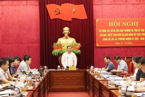 Phó Bí thư Thường trực Tỉnh ủy Nguyễn Phi Long và Tổ công tác số 6 chỉ đạo, duyệt văn kiện Đại hội Đảng bộ 11 xã, phường