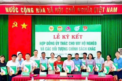 Chi nhánh Ngân hàng Chính sách xã hội tỉnh Gia Lai ký kết hợp đồng ủy thác với các hội, đoàn thể