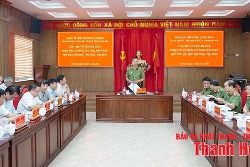 Giám đốc Công an tỉnh làm việc với Ban Thường vụ Đảng ủy 8 xã