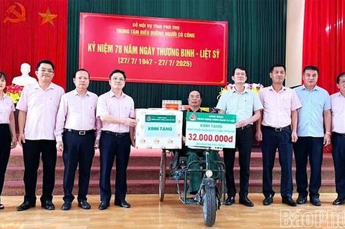 Chi nhánh Ngân hàng Chính sách xã hội tỉnh thăm, tặng quà tại Trung tâm điều dưỡng người có công