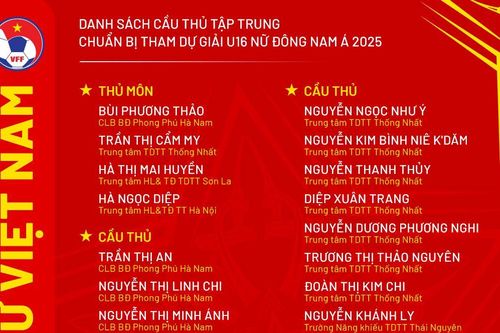 Đội tuyển U16 nữ Việt Nam tập trung chuẩn bị cho giải Đông Nam Á 2025