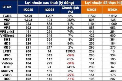 Điểm tên công ty chứng khoán thực lãi trên 100 tỷ đồng