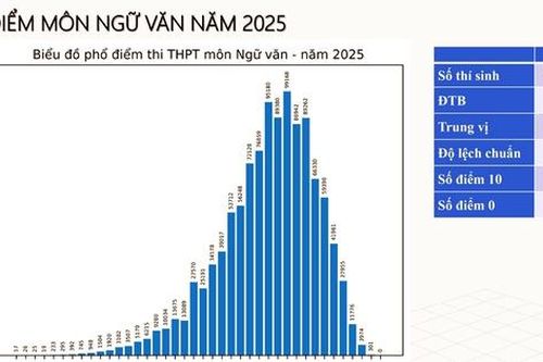 Phổ điểm môn Ngữ văn kì thi tốt nghiệp năm 2025: Đẹp mà không đẹp
