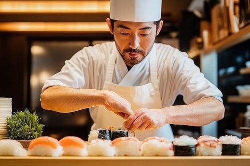 Du khách Anh ăn sushi tại Nhật