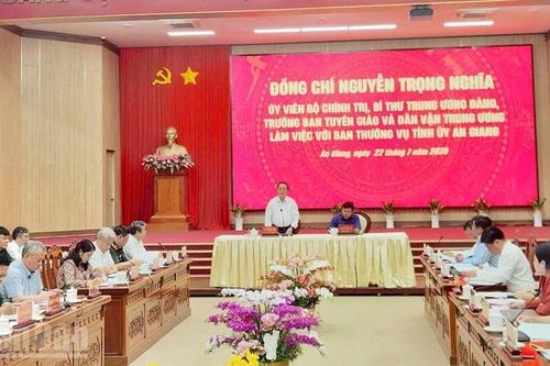 Đồng chí Nguyễn Trọng Nghĩa làm việc với Tỉnh ủy An Giang