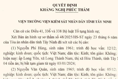 Vụ vận chuyển 234 triệu USD qua biên giới tại Tây Ninh: Hai cấp Viện Kiểm sát cùng kháng nghị tăng hình phạt