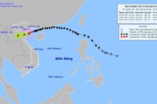 Bão Wipha nằm trên đất liền ven biển giữa Hưng Yên và Ninh Bình