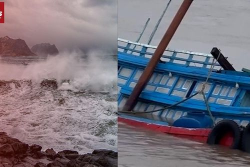 Bão số 3 Wipha: Gió lốc lật tàu cá, 9 thuyền viên thoát chết trong gang tấc