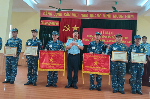 Bế mạc diễn tập kíp chiến đấu sở chỉ huy trung (tiểu) đoàn pháo phòng không năm 2025