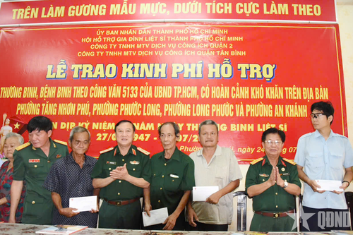 Hội Hỗ trợ gia đình liệt sĩ TP Hồ Chí Minh trao kinh phí hỗ trợ thương binh, bệnh binh