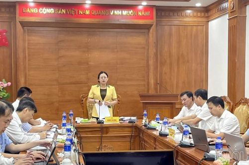 Phó Bí thư Tỉnh ủy, Chủ tịch Ủy ban Mặt trận Tổ quốc tỉnh Giàng Thị Dung dự họp duyệt văn kiện Đại hội Đảng bộ các xã Tân Hợp, Phong Dụ Hạ
