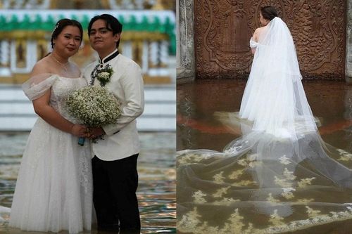 Cặp đôi ở Philippines làm đám cưới giữa trận lụt, gợi nhớ phim 'Siêu giàu châu Á'
