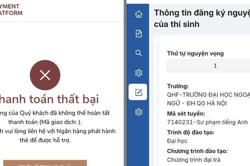 Nhiều thí sinh gặp sự cố khi nộp lệ phí xét tuyển đại học