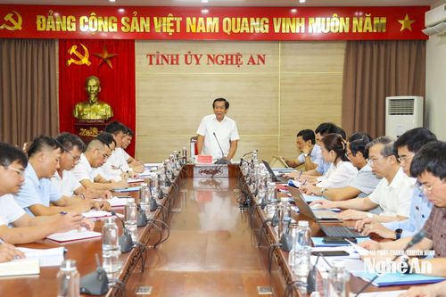 Trưởng ban Tổ chức Tỉnh ủy Nghệ An Lê Đức Cường duyệt Đại hội Đảng bộ các xã Minh Châu, Hùng Châu, Con Cuông