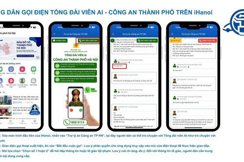 Chi tiết cách sử dụng Trợ lý ảo và Tổng đài viên AI Công an Hà Nội trên ứng dụng iHanoi