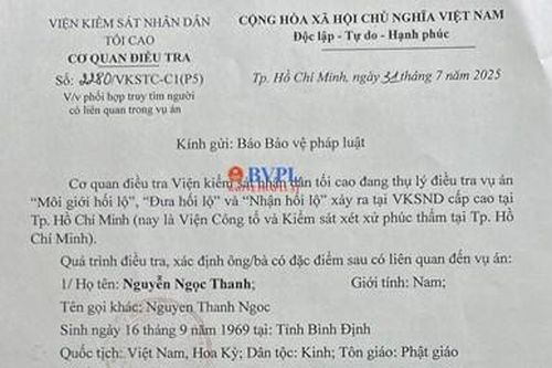 Cơ quan điều tra VKSND tối cao truy tìm người có liên quan trong vụ án