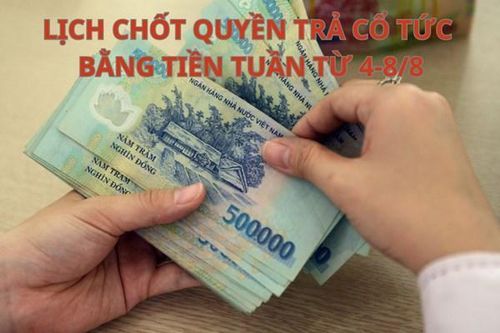 Lịch chốt quyền trả cổ tức bằng tiền tuần tới (từ 4-8/8): SSC trả cổ tức cao nhất 20%