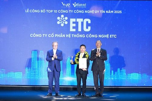 ETC nhận danh hiệu Top 10 Công ty công nghệ uy tín năm 2025