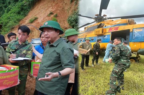 Máy bay vận tải tiếp tế hàng cứu trợ khẩn cấp cho vùng lũ Điện Biên