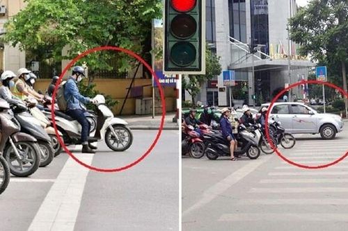 Khi dừng chờ đèn đỏ, xe đè vạch hoặc dừng chờ quá vạch nhưng chưa vượt qua cột đèn tín hiệu, người tham gia giao thông có bị xử phạt?