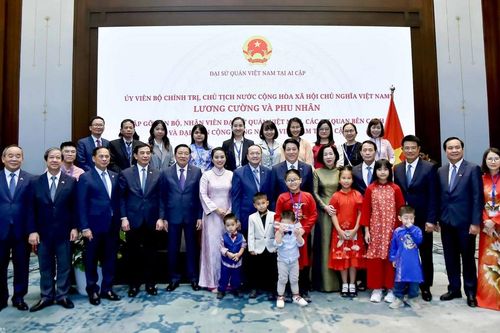 Chủ tịch nước Lương Cường gặp mặt Đại sứ quán và cộng đồng người Việt Nam tại Ai Cập