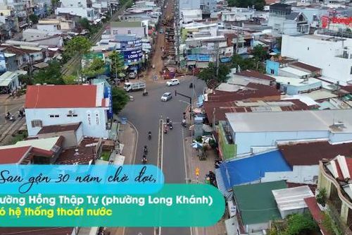 Sau gần 30 năm chờ đợi, đường Hồng Thập Tự (phường Long Khánh) có hệ thống thoát nước