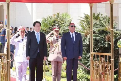 Lễ đón chính thức Chủ tịch nước Lương Cường thăm Ai Cập