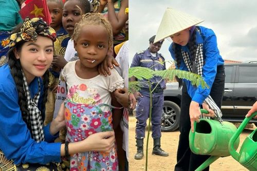 Hoa hậu Thanh Thủy ghé thăm và trồng cây tại 'Làng Việt Nam' ở Angola
