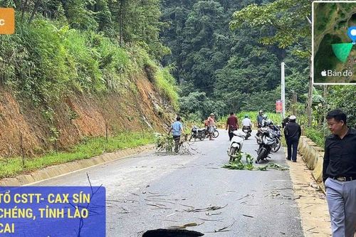 Lào Cai: Hố sâu 4 mét bất ngờ xuất hiện giữa đường liên xã