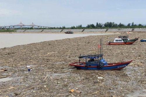 Hàng trăm tấn rác phủ kín cảng cá ở Hà Tĩnh