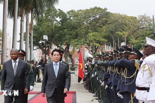 Lễ tiễn Chủ tịch nước Lương Cường và Phu nhân thăm cấp Nhà nước Angola