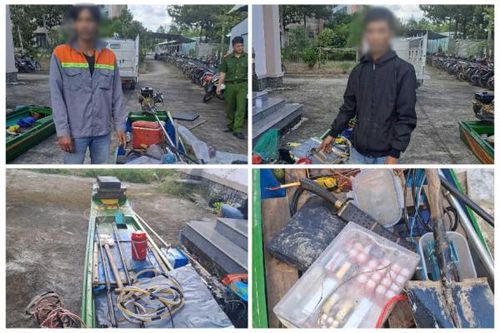 Bắt quả tang 2 kẻ đào ao cá để vào kích điện trộm cắp