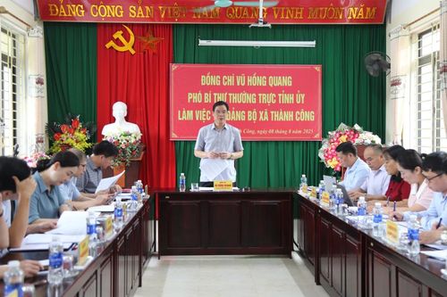 Phó Bí thư Thường trực Tỉnh ủy Vũ Hồng Quang kiểm tra tình hình triển khai nhiệm vụ tại 2 xã Phan Thanh, Thành Công