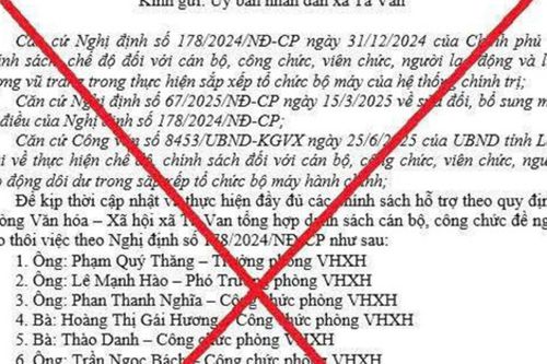 Thông tin 'tờ trình cho thôi việc loạt cán bộ xã ở Lào Cai' là bịa đặt