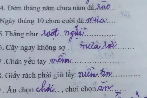 Bài tập tiếng Việt gây xôn xao cõi mạng vì loạt đáp án 'có một không hai' của học sinh tiểu học