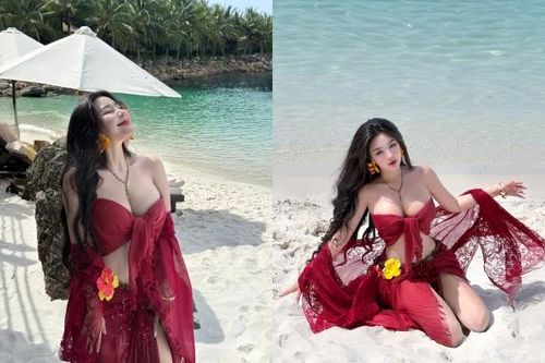 'Đệ nhất hot girl Sài thành' Võ Ngọc Trân gây bão với bộ váy cắt xẻ trên biển