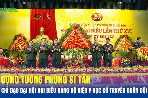 Thượng tướng Phùng Sĩ Tấn dự, chỉ đạo Đại hội đại biểu Đảng bộ Viện Y học cổ truyền Quân đội
