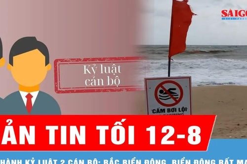 Bản tin tối 12-8: Thủ tướng quyết định thi hành kỷ luật 2 cán bộ; Bắc Biển Đông gió giật cấp 11-12, biển động rất mạnh