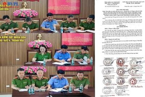 VKSND khu vực 4, tỉnh Thanh Hóa ký Quy chế phối hợp với Công an xã, phường